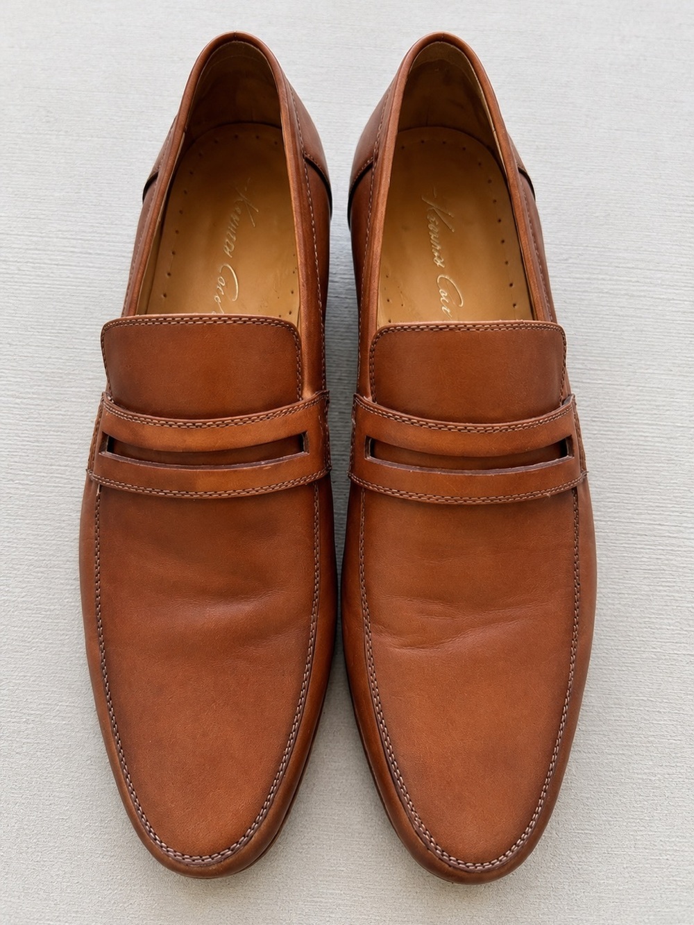 Kenneth Cole “Plug Of War” Brown Leather Penny Loafers